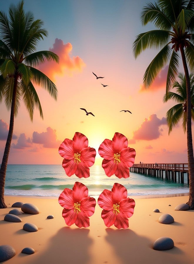 Tustao 4Pcs Red Hawaiian Flower Hair Clip for Women Girls Fashion Bohemian Flowers Hair Accessory for Dancer Bridal Wedding Beach Party Clips and Barrettes Hair Accessories 8cm - Image 5
